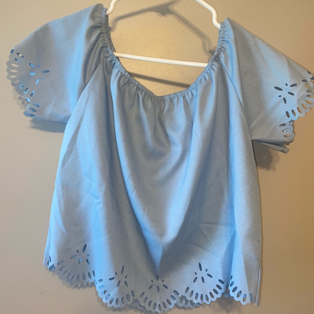 Blue off the shoulder top